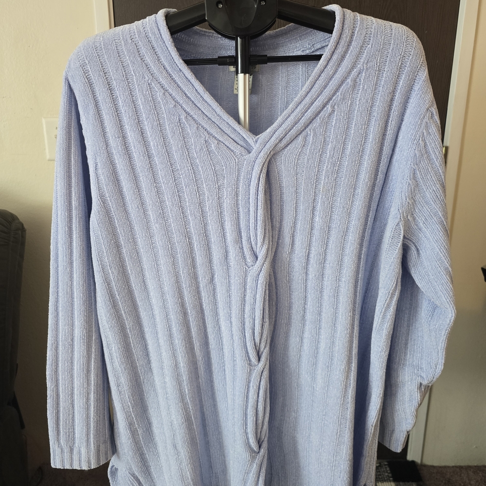 Classic Elements Soft Blue Knit Plus Size Sweater - image 1